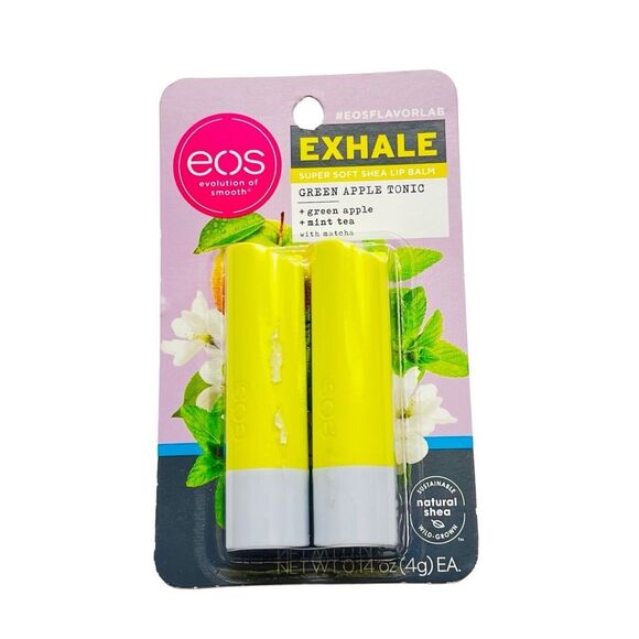 EOS  Lip Balm Exhale Green Apple Tonic Mint Tea Matcha Flavor Therapy - Picture 1 of 2